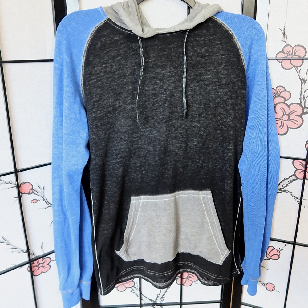 Buckle Black Blue and Black Color-Blocked Hoodie Sweatshirt Size Medium